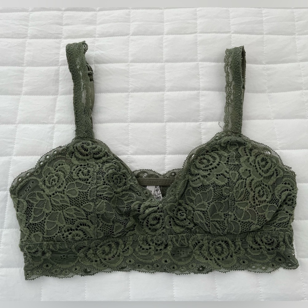 MUDD Lace Olive Green Padded Bralette Size Small
